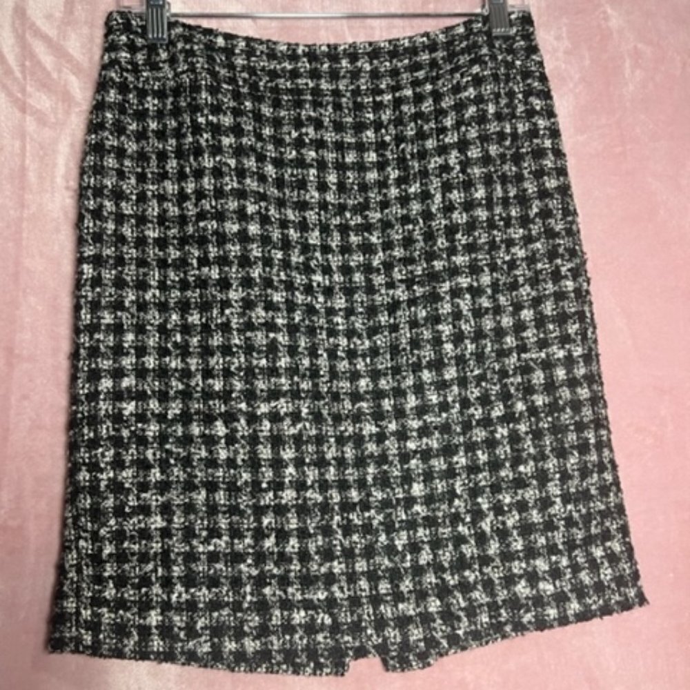 Womens Black And Gray Tweed Evan-Picone Skirt Size 4P